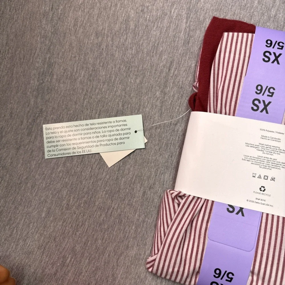 Calvin Klein Youtth XS 5/6 3 Piece Striped Sleep Set Blue Red Polyester
